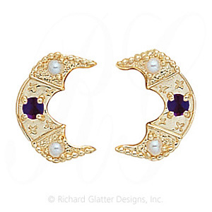 GS345-2 AMY/PL - 14 Karat Gold Slide with Amethyst center and Pearl accents 